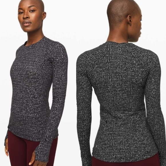 lululemon athletica Tops - Lululemon Runderful Long Sleeve in Knotted Jacquard Black White